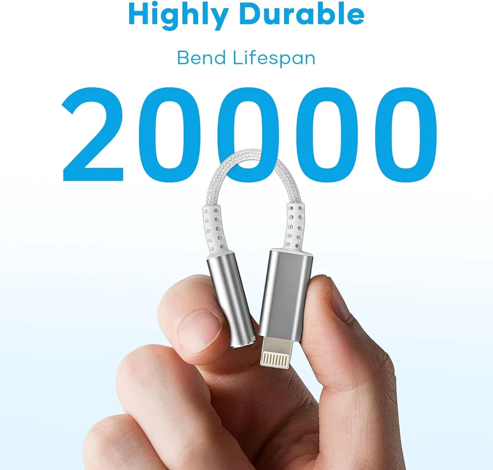 Adaptateur Lightning vers jack 3,5 mm, connecteur renforcé