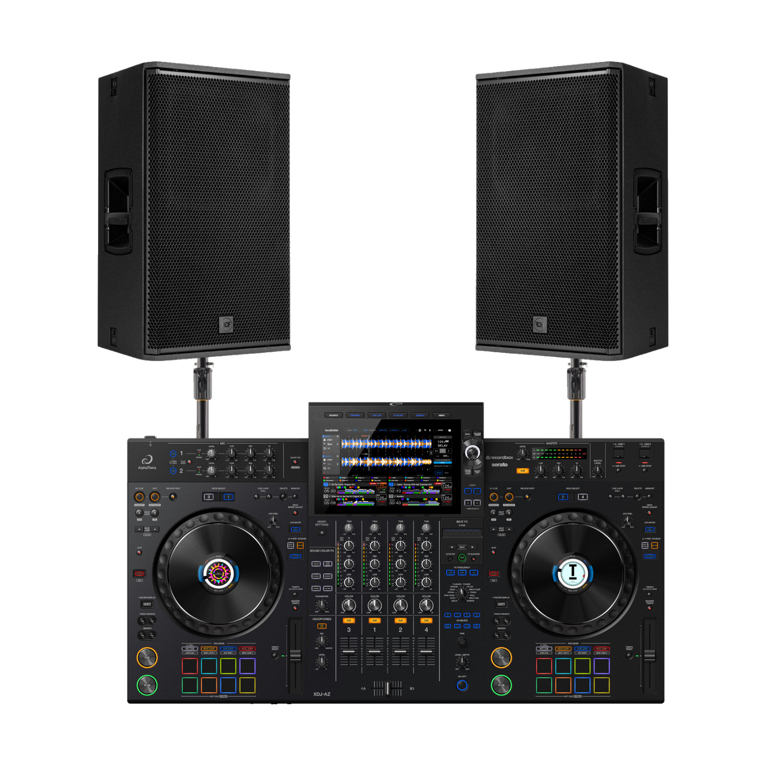 Pack DJ Premium AZ - 2 enceintes RCF NX 945-A et régie Pioneer XDJ-AZ - Location Soundcall