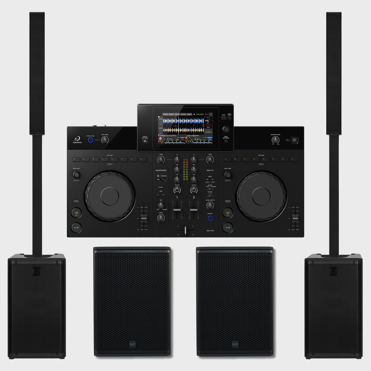 Pack DJ Signature Club AN - AlphaTheta XDJ-AN avec 2 colonnes EVOX J9 et 2 caissons SUB 905 - Location Soundcall