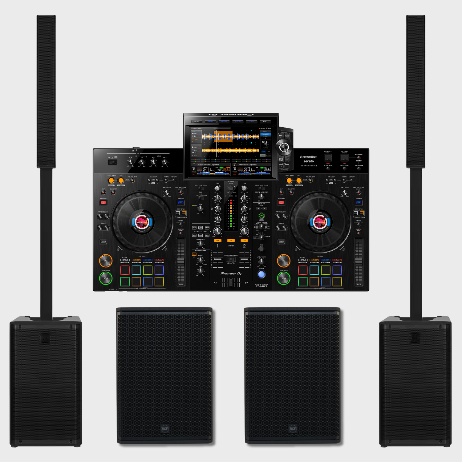 Pack DJ Signature Club RX3 - Pioneer XDJ-RX3 avec 2 colonnes EVOX J9 et 2 caissons SUB 905 - Location Soundcall