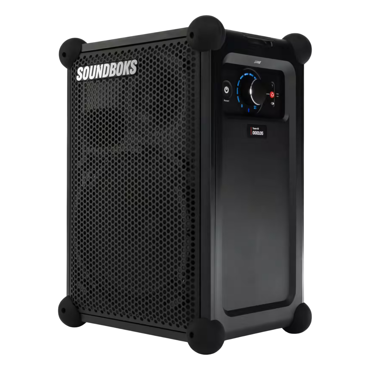 Vue détaillée de la Soundboks Mix — design compact et portable